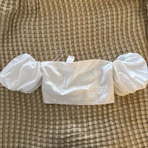 Abercrombie Crop Puff Sleeve Off The Shoulder Top